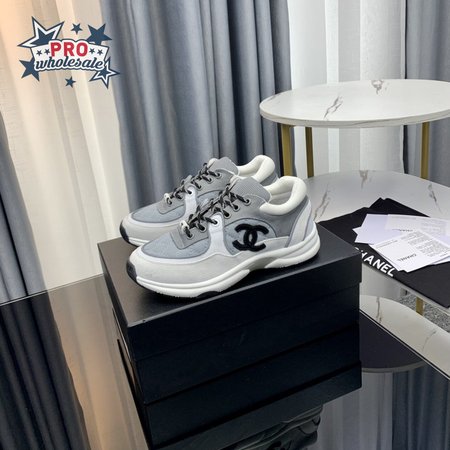 CHANEL LOW TOP TRAINER GRAY WHITE - CC2