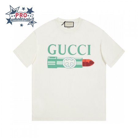 GUCCI LIPSTICK PRINT PRINT COTTON T-SHIRT WHITE