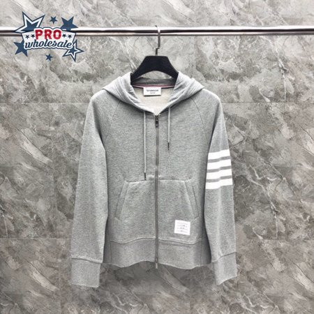 Thom Browne Logo-Patch Zip-Up Hoodie