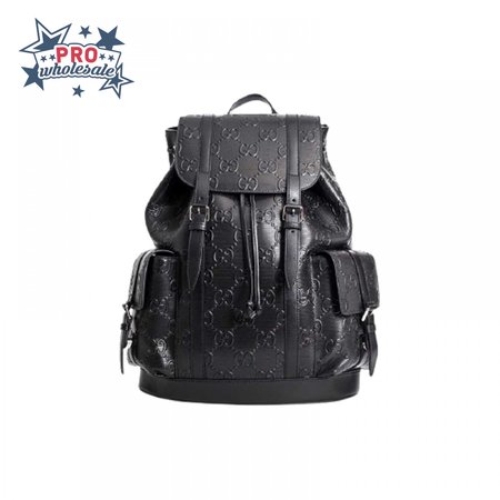Gg Embossed Backpack In Black Leather GBP014