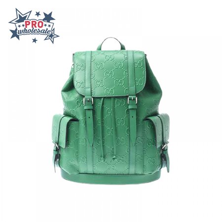 Gg Embossed Backpack In Green Leather GBP015