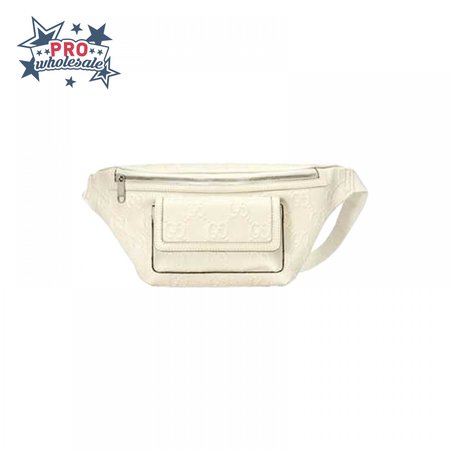 Gg Embossed Belt Bag In White Gg Embossed Leather GBB018