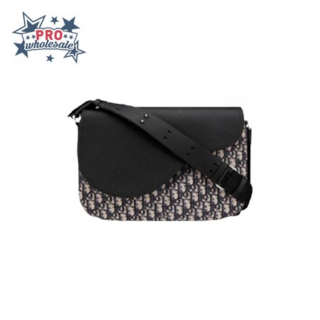 Saddle Messenger Bag Beige and Black Dior Oblique Jacquard and Black Grained Calfskin - DMB010