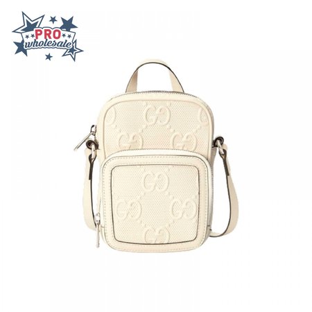 Gg Embossed Mini Bag In White Leather GMB016