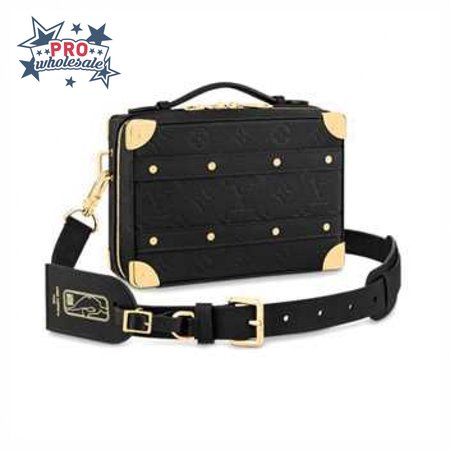 nba handle trunk monogram coated canvas textile lining in black - lmb007