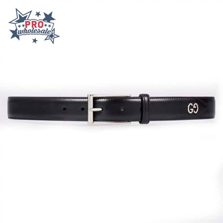 GUCCI LEATHER BELT WITH GG DETAIL - B46