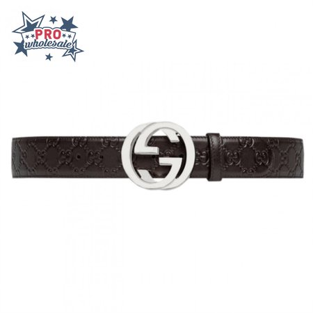 GUCCI BROWN GUCCISSIMA LEATHER INTERLOCKING GG BUCKLE BELT - B38