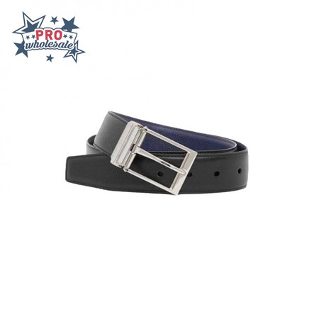 BURBERRY REVERSIBLE LONDON CHECK AND LEATHER BELT DARK CHARCOALBLACK - B29