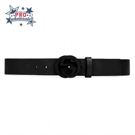 GUCCI LEATHER BELT WITH INTERLOCKING G BUCKLE - B31
