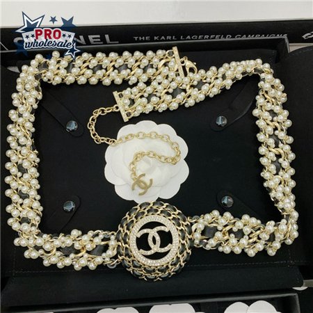 chanel pearl diamond leather belt