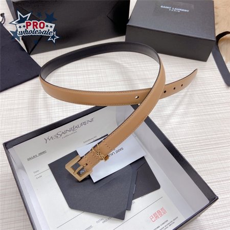 ysl logo leather belt