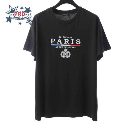 BALENCIAGA CROWN EMBROIDERED BLACK T SHIRT