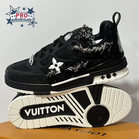 Skate Sneaker in Black with Diamonds