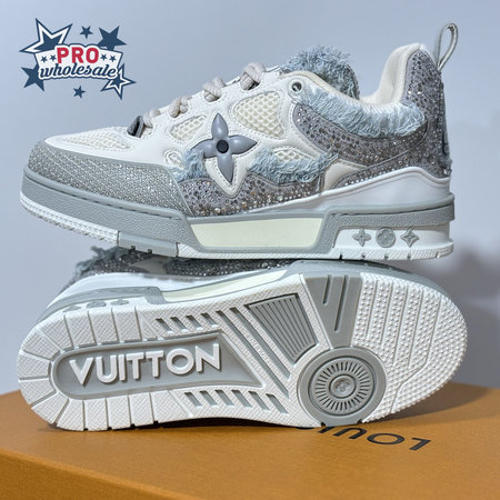 Skate Sneaker in Grey with Diamonds