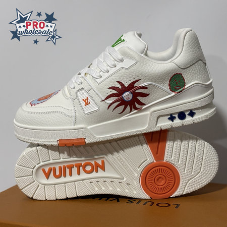 Trainer Silver White Floral Low-Top Sneaker