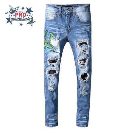 Amiri Cobra Jeans Light Blue / Green