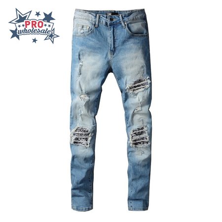 Amiri Design Rip Jeans Light blue / Black