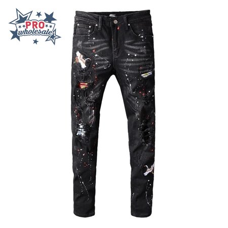 Amiri Pelican Splatter Jeans Black/White