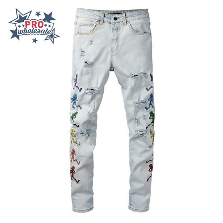 Amiri Skeleton Patch Jeans White