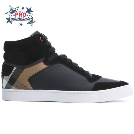 BURBERRY LEATHER AND HOUSE CHECK HI-TOP SNEAKERS - BBR28