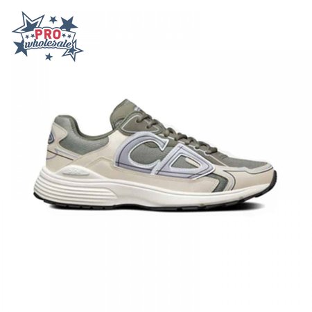 DIOR B30 SNEAKERS OLIVE MESH AND CREAM TECHNICAL FABRIC - CD86