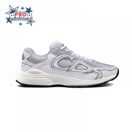 DIOR B30 SNEAKERS GRAY MESH AND WHITE TECHNICAL FABRIC - CD85