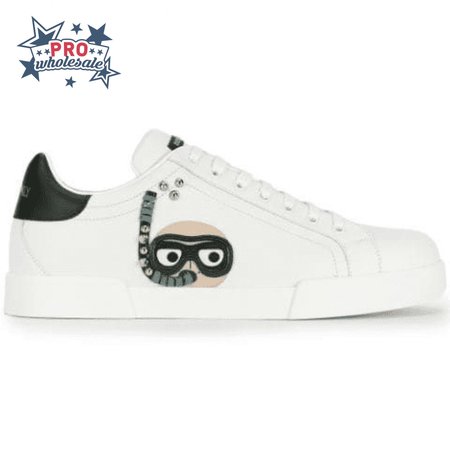 DOLCE & GABBANA CALFSKIN PORTOFINO SNEAKERS WITH PATCHES OF THE DESIGNERS - DG2