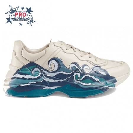 GUCCI RHYTON LEATHER SNEAKER WITH WAVE