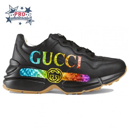 GUCCI RHYTON LEATHER SNEAKER WITH GUCCI LOGO