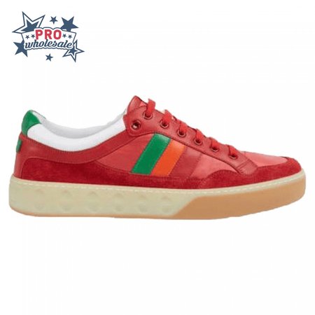 GUCCI MEN'S RED LEATHER AND NYLON SNEAKERS - GC62