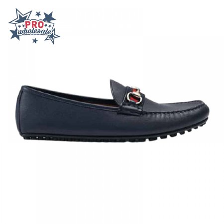 GUCCI LEATHER DRIVER WITH WEB NAVY - LDG006